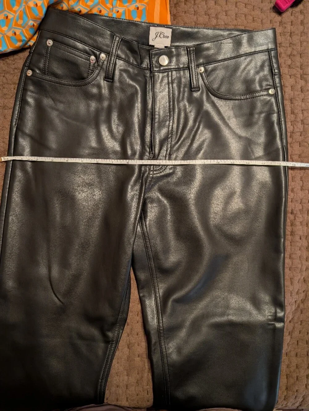 J. Crew Black Faux Leather Cropped Straight-Leg Pants